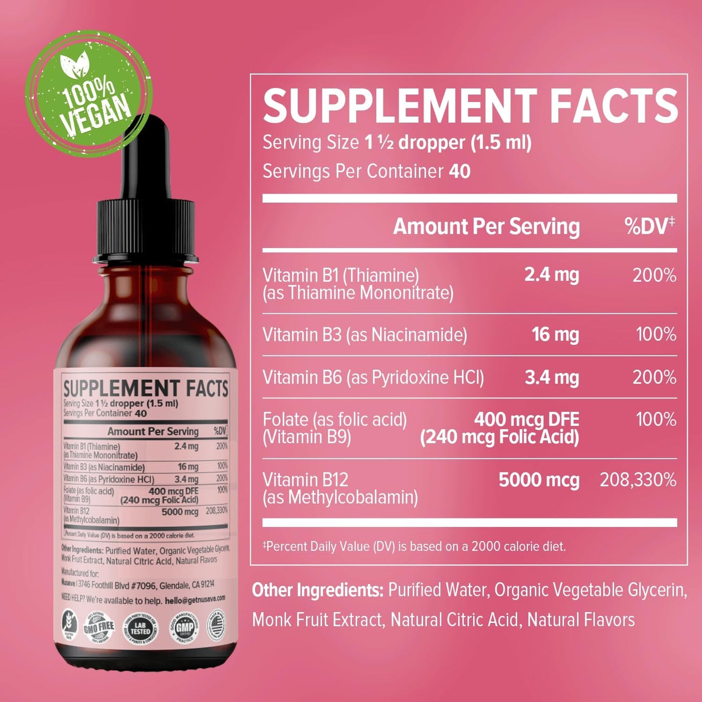 Vitamin B12 and B6 Liquid Drops, B12 Sublingual Vitamin B Complex - B 12 Vitamin 5000mcg - B12 Methylcobalamin for Energy, Brain, and Heart Support with 27,200 mcg, Raspberry, 40 Servings