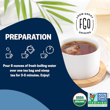 FGO Organic Nettle Leaf Tea, 100 Count, Eco-Conscious Tea Bags, Caffeine Free, Resealable Bag, Packaging May Vary (Pack of 1)