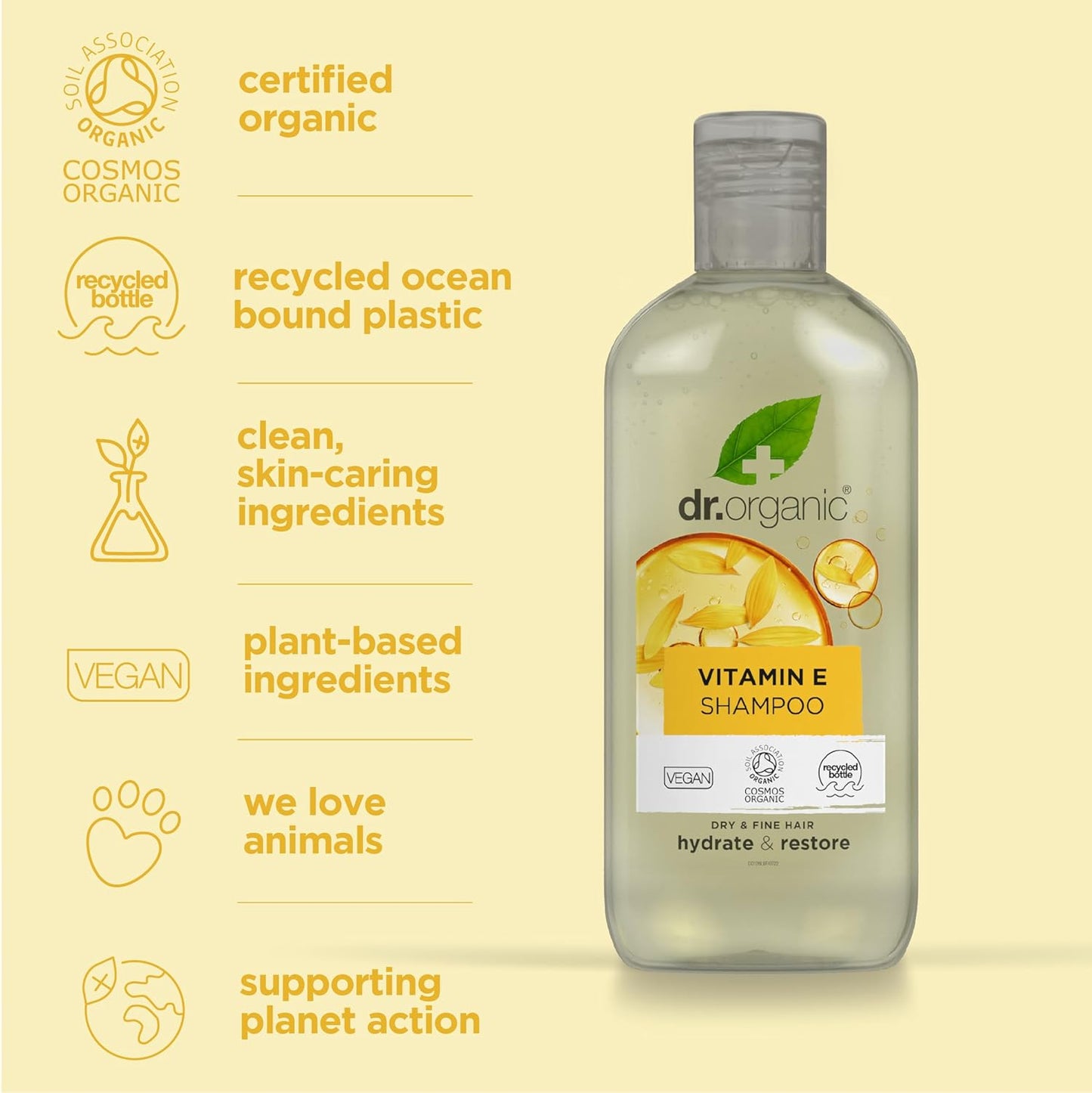 Dr Organic Aloe Vera Shampoo, Soothing, All Hair Types, Natural, Vegan, Cruelty-Free, Paraben & SLS-Free, Recyclable & Recycled Ocean Bound Plastic, Certified Organic, 265ml, Packaging may vary