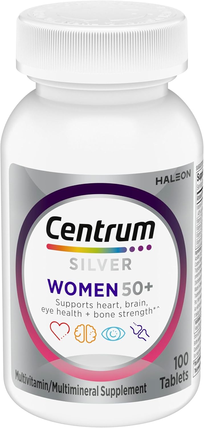 Centrum Silver Women's Multivitamin for Women 50 Plus, Multivitamin/Multimineral Supplement with Vitamin D3, B Vitamins, Non-GMO Ingredients, Supports Memory and Cognition in Older Adults - 100 Ct