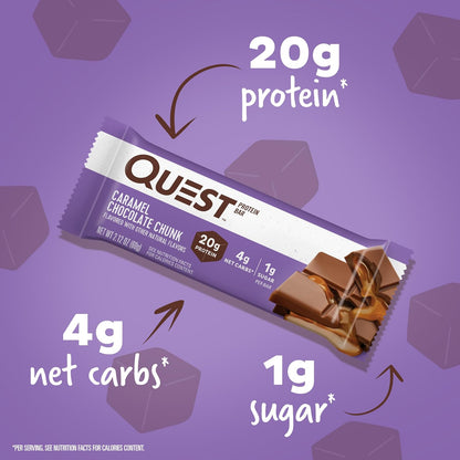 Quest Nutrition Apple Pie Protein Bar, 20g Protein, 4g Net Carbs, 2g Sugar, Gluten Free, Keto Friendly, 12 Count