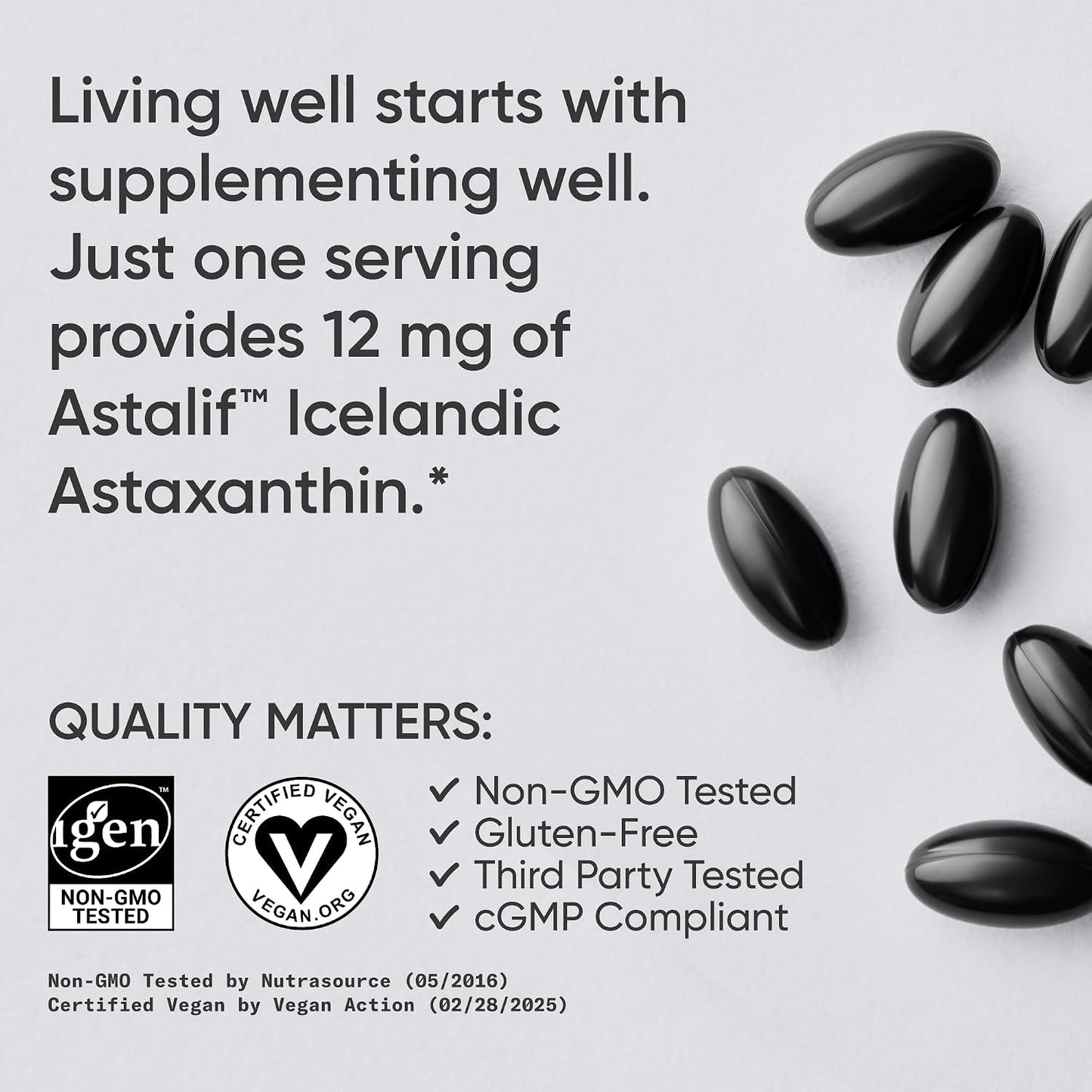 Sports Research® Vegan Astaxanthin 12mg w/Organic Coconut Oil, 60 Count