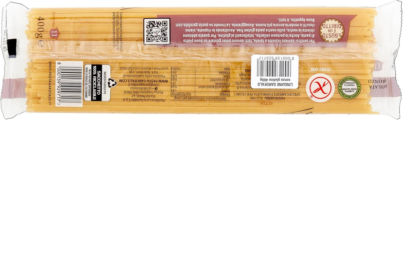 Garofalo Gluten Free Linguine Italian Dried Pasta, 400g - Suitable for Coeliac and Vegan diets (Pack of 1)