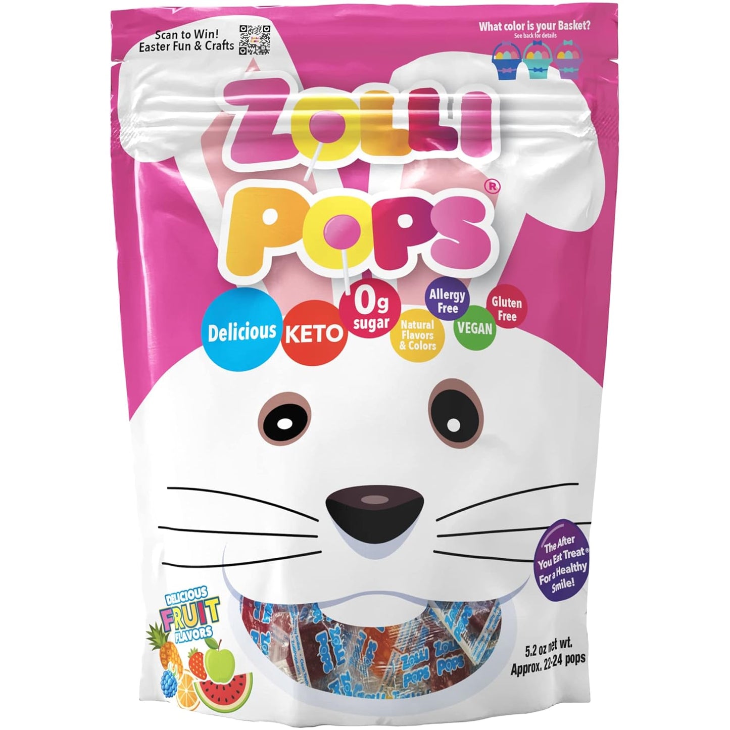 Zollipops Cherry-Pineapple Duo Pops - Sugar-Free, Allergy-Free, Vegan, KETO & Diabetic Friendly, Clean Teeth Candy, Red-Yellow - Enjoy the Dynamic Duo of Cherry and Pineapple