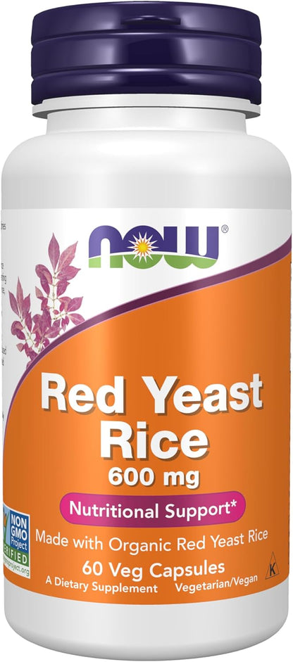 NOW Foods Supplements, Red Yeast Rice 600 mg, Made with Organic Red Yeast Rice, 240 Veg Capsules
