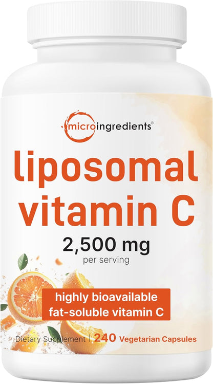 Liposomal Vitamin C 2,500mg, 240 Veggie Capsules | Highly Bioavailable Fat Soluble Form | Immune Support & Antioxidant Supplement | Liposomal Delivery for Superior Absorption | Non-GMO, Gluten Free