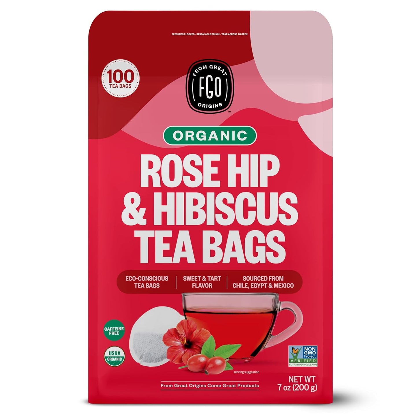 FGO Organic Milk Thistle Tea, 100 Count, Eco-Conscious Herbal Tea Bags, Resealable Bag, Caffeine Free, Packaging May Vary (Pack of 1)