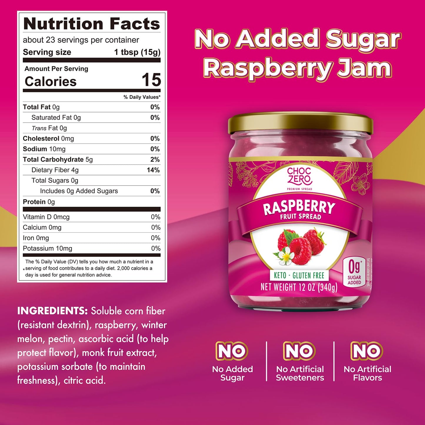 ChocZero Sugar Free Orange Marmalade - Sweet Keto Jam Spread with Oranges - No Added Sugars (1 Jar, 12oz)