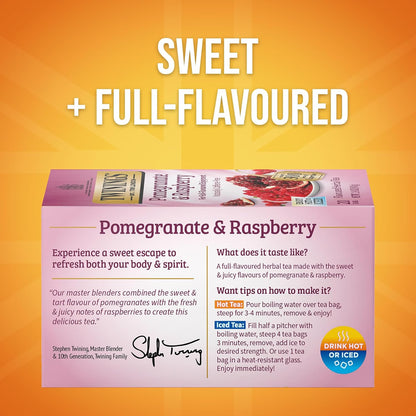 Twinings Wild Berries Herbal Tea Individually Wrapped Bags, 20 Count (Pack of 1), Full-Flavoured, Naturally Caffeine-Free, Enjoy Hot or Iced, 20 Teabags