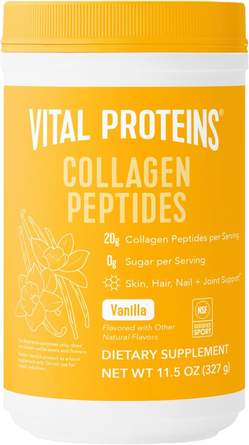 Vital Proteins Collagen Peptides Powder - Grass Fed Collagen Peptides for Hair, Nail, Skin, Bone & Joint Health, Vanilla, 23.2 Ounces