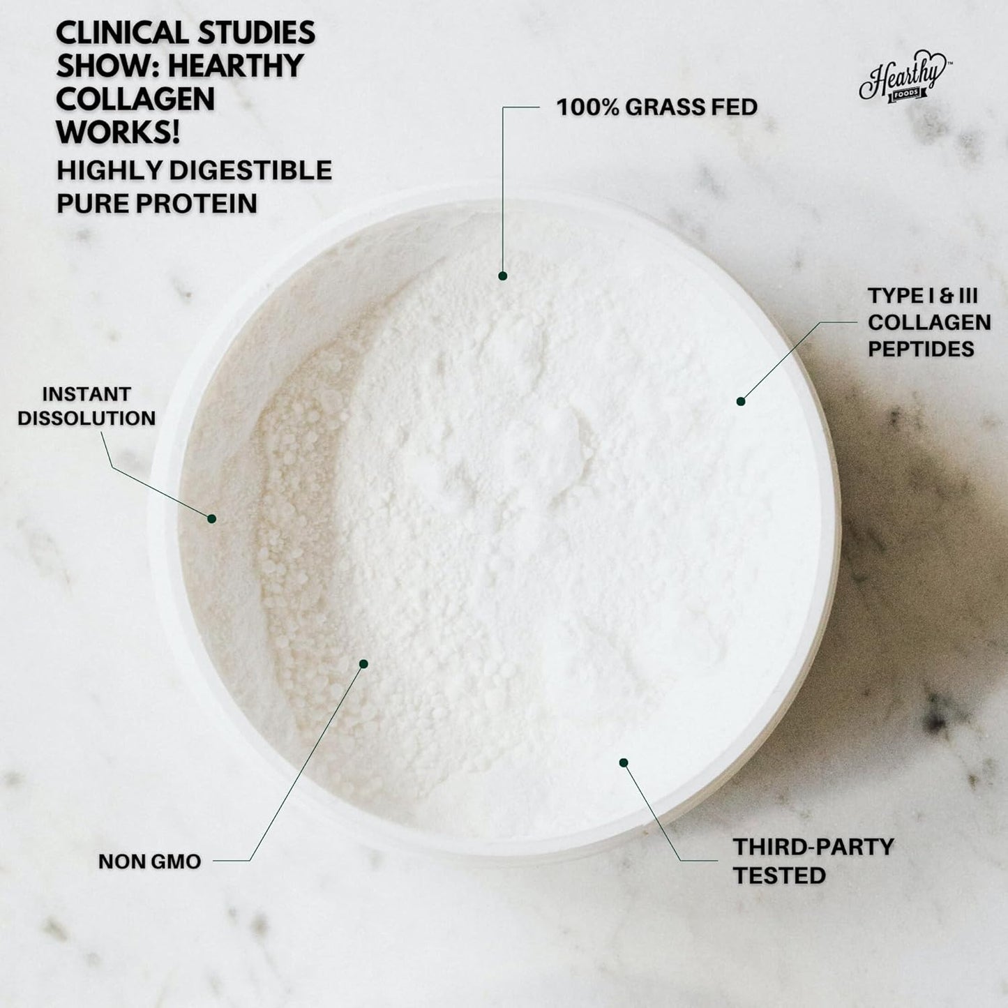 Collagen Powder - 18g Protein - Pure Halal Collagen Peptides Grass Fed Organic Hydrolyzed Powder | Type I and III Unflavoured Keto Friendly Gluten Free No Sugar Non GMO 16 Oz