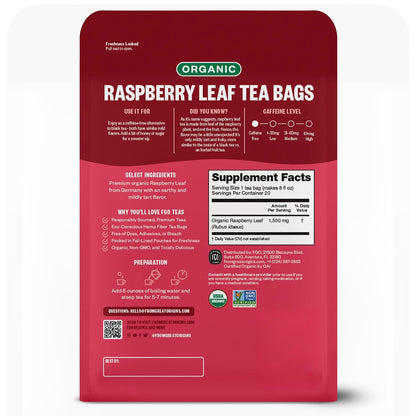 FGO Organic Nettle Leaf Tea, 100 Count, Eco-Conscious Tea Bags, Caffeine Free, Resealable Bag, Packaging May Vary (Pack of 1)
