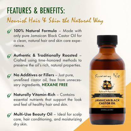 Sunny Isle Jamaican Black Castor Oil 4oz | 100% Natural for Hair, Scalp and Skin Care