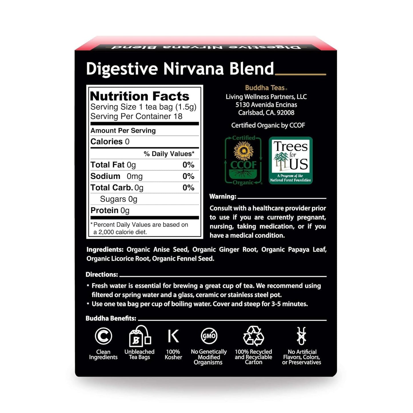 Buddha Teas - Chaga Tea - Organic Herbal Tea - For Cognitive Balance & Overall Health - With Chaga Mushroom, Antioxidants & B Vitamins - Caffeine Free - OU Kosher - 18 Tea Bags (Pack of 1)