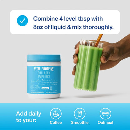 Vital Proteins Collagen Peptides Powder - Grass Fed Collagen Peptides for Hair, Nail, Skin, Bone & Joint Health, Vanilla, 23.2 Ounces