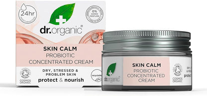 Dr Organic Skin Calm Probiotic Concentrated Cream, For Redness, Dry Skin, Sensitive and Irritable, Dermatologically Tested, Vegan, Cruelty Free, Paraben & SLS Free, 50 ml