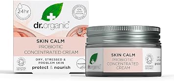 Dr Organic Skin Calm Probiotic Concentrated Cream, For Redness, Dry Skin, Sensitive and Irritable, Dermatologically Tested, Vegan, Cruelty Free, Paraben & SLS Free, 50 ml