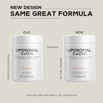 Codeage Liposomal CoQ10 Supplement - 125 mg Coenzyme Q10 with Vitamin E Isomers Tocopherols - 2-Month Supply - 1 Capsule Per Serving - Liposomal Delivery - Vegan, Non-GMO, Gluten-Free - 60 Capsules
