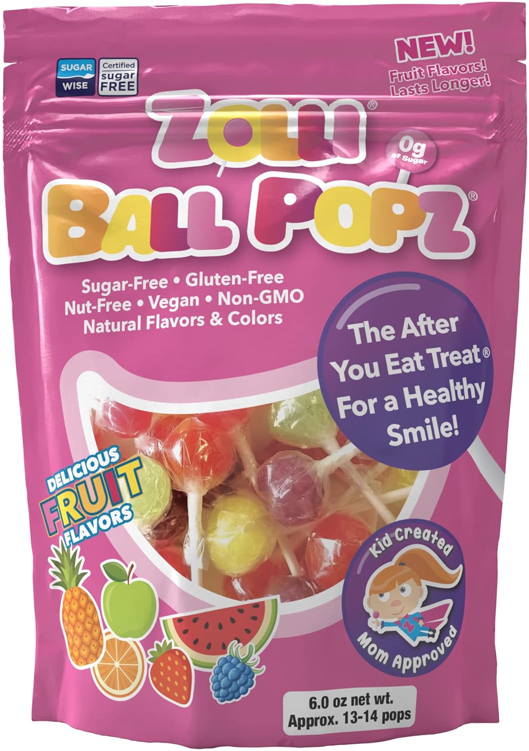 Zollipops Cherry-Pineapple Duo Pops - Sugar-Free, Allergy-Free, Vegan, KETO & Diabetic Friendly, Clean Teeth Candy, Red-Yellow - Enjoy the Dynamic Duo of Cherry and Pineapple