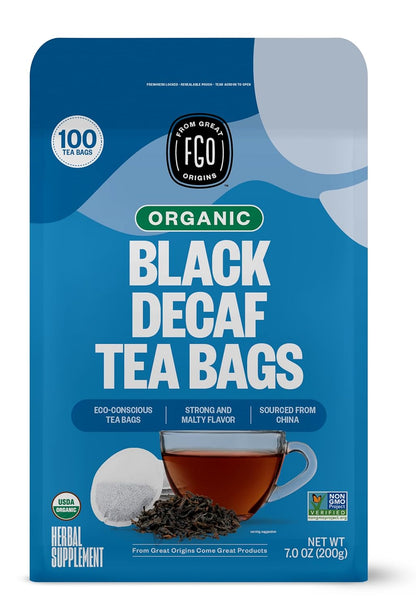 FGO Organic Nettle Leaf Tea, 100 Count, Eco-Conscious Tea Bags, Caffeine Free, Resealable Bag, Packaging May Vary (Pack of 1)