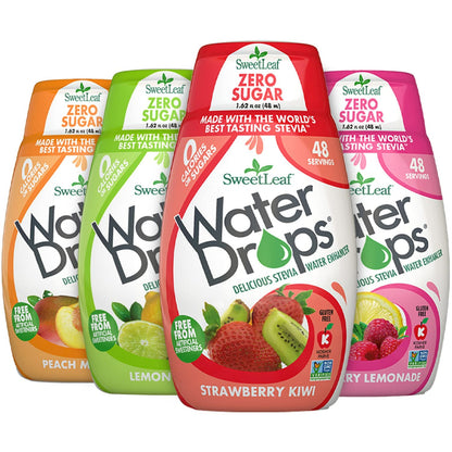 SweetLeaf Stevia Water Drops - Water Enhancer Variety Pack, Sugar Free Stevia Water Flavoring Drops, Lemon Lime, Raspberry Lemonade, and 4 More Refreshing Flavors, 1.62 Oz Ea (Pack of 6)