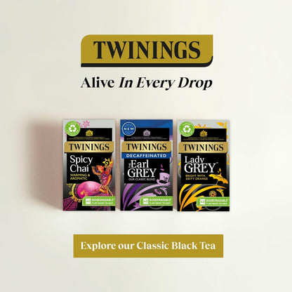 Twinings Earl Grey Bergamot & Lemon Flavoured Decaffeinated Black Tea Blend, 40 Biodegradable Tea Bags