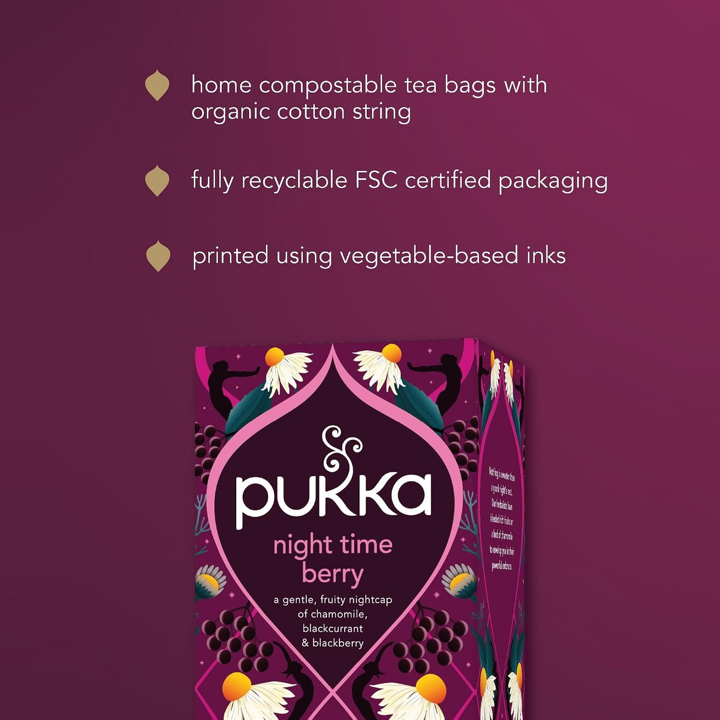 Pukka Herbs Night Time Berry Herbal Sleep Tea, 80 Teabags, Caffeine Free