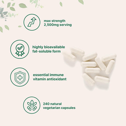 Liposomal Vitamin C 2,500mg, 240 Veggie Capsules | Highly Bioavailable Fat Soluble Form | Immune Support & Antioxidant Supplement | Liposomal Delivery for Superior Absorption | Non-GMO, Gluten Free