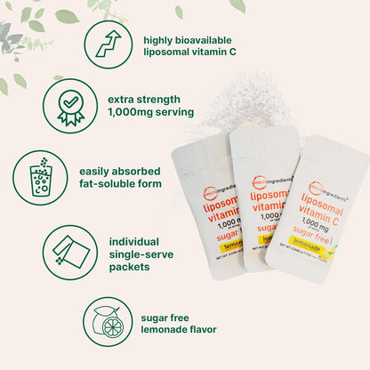 Micro ingredients Liposomal Vitamin C 1,000mg | 40 Packets with Sugar Free Lemonade Flavor | Highly Bioavailable Fat Soluble Form | Liposomal Delivery for Superior Absorption | Antioxidants Supplement & Immune Support