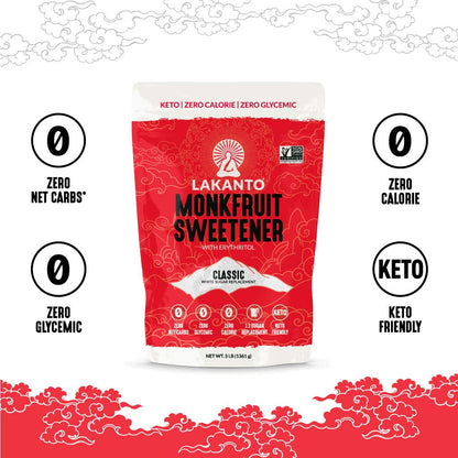 Lakanto Powdered Monk Fruit Sweetener with Erythritol - Powdered Sugar Substitute, Zero Calorie, Keto Diet Friendly, Zero Net Carbs, Baking, Extract, Sugar Replacement