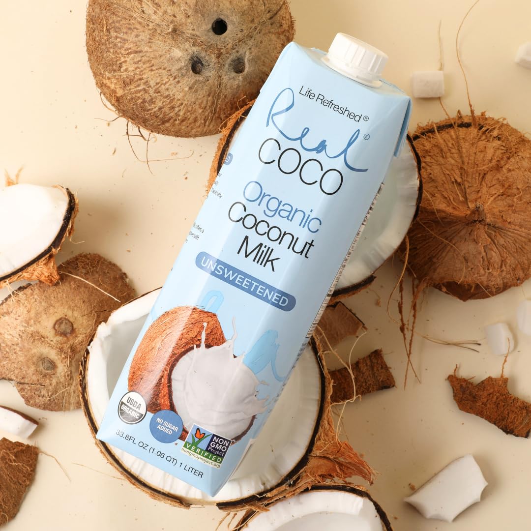 Real Coco Organic Original Coconut Milk Beverage, USDA Organic, No-Added Sugar, Plant Based, Dairy & Soy Free, Vegan, Keto and Paleo Friendly