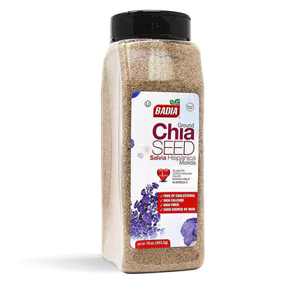 Badia Ground Chia Seeds, 16 oz – Superfood for Smoothies, Baking & Cooking – Source of Fiber, Omega-3 & Protein