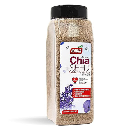 Badia Ground Chia Seeds, 16 oz – Superfood for Smoothies, Baking & Cooking – Source of Fiber, Omega-3 & Protein