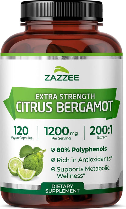 Zazzee Extra Strength Citrus Bergamot 200:1 Extract 1200 mg, 120 Capsules