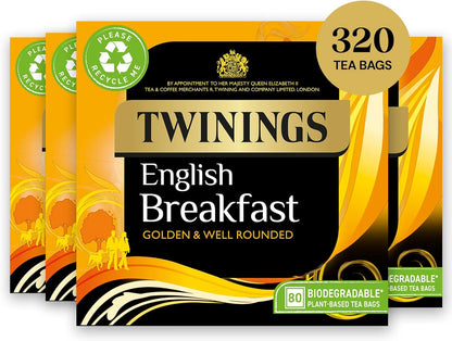 Twinings English Breakfast Decaf Tea | Golden, Well Rounded & Full Bodied Decaffeinated Black Tea | 40 Biodegradable Tea Bags