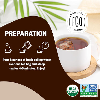 FGO Organic Nettle Leaf Tea, 100 Count, Eco-Conscious Tea Bags, Caffeine Free, Resealable Bag, Packaging May Vary (Pack of 1)