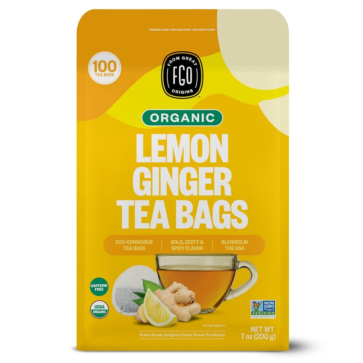 FGO Organic Milk Thistle Tea, 100 Count, Eco-Conscious Herbal Tea Bags, Resealable Bag, Caffeine Free, Packaging May Vary (Pack of 1)