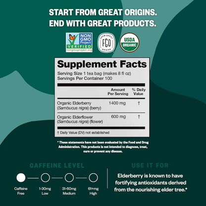 FGO Organic Nettle Leaf Tea, 100 Count, Eco-Conscious Tea Bags, Caffeine Free, Resealable Bag, Packaging May Vary (Pack of 1)