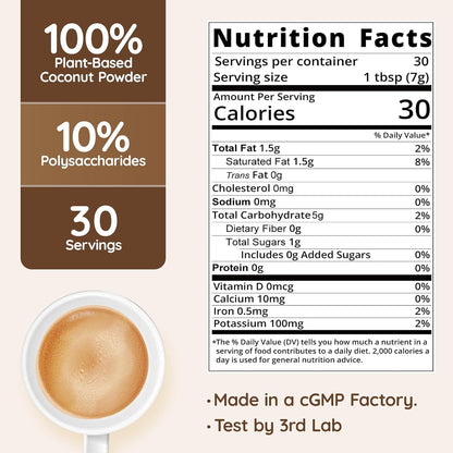 Veltracha Mushroom Coconut Coffee Creamer, Coffee Mate Creamer Powder with Pure Coconut Extract and 6 Adaptogenic Mushroom, Superfood Creamer Vegan & Unsweetened, 7.41oz (30 Servings), Mocha