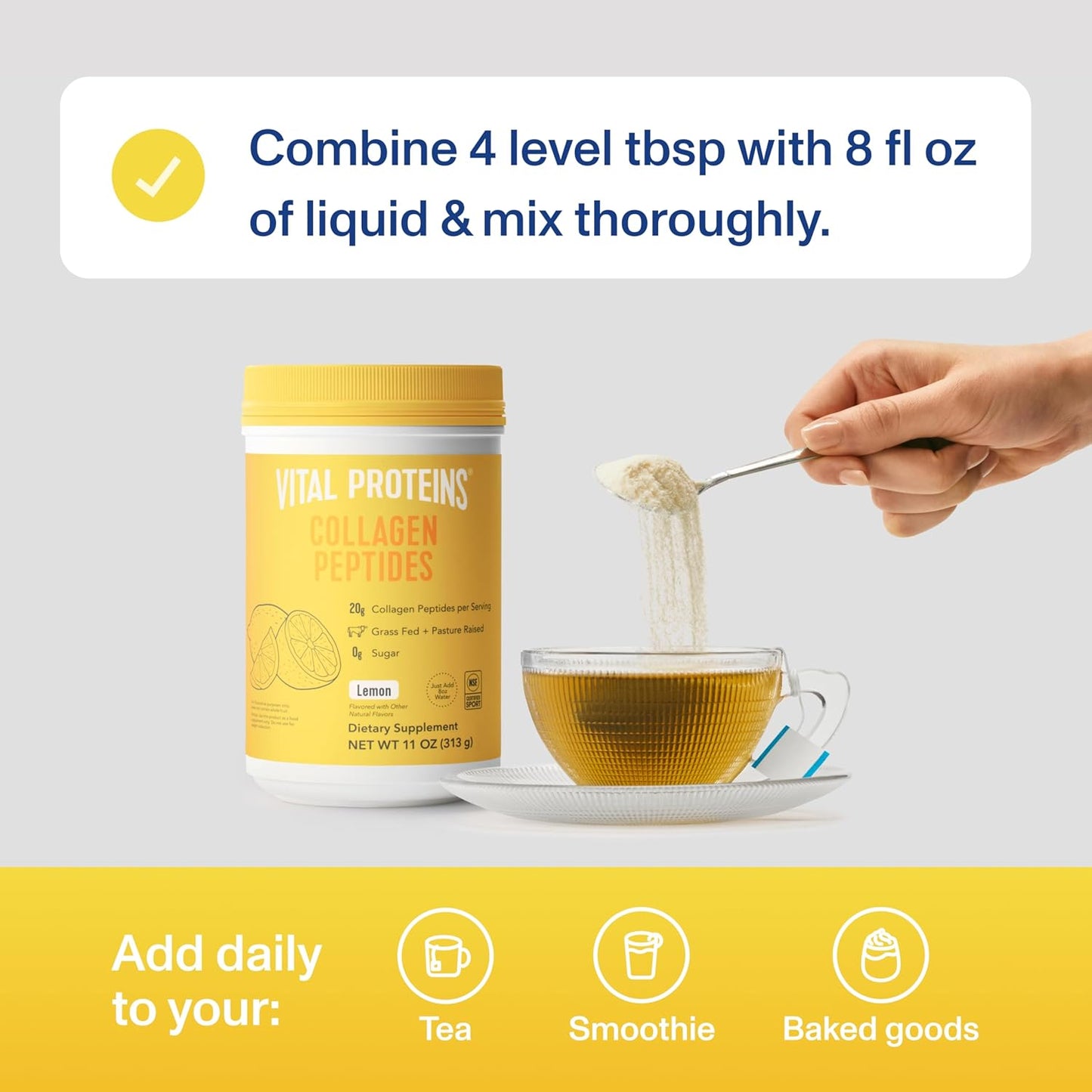 Vital Proteins Collagen Peptides Powder - Grass Fed Collagen Peptides for Hair, Nail, Skin, Bone & Joint Health, Vanilla, 23.2 Ounces