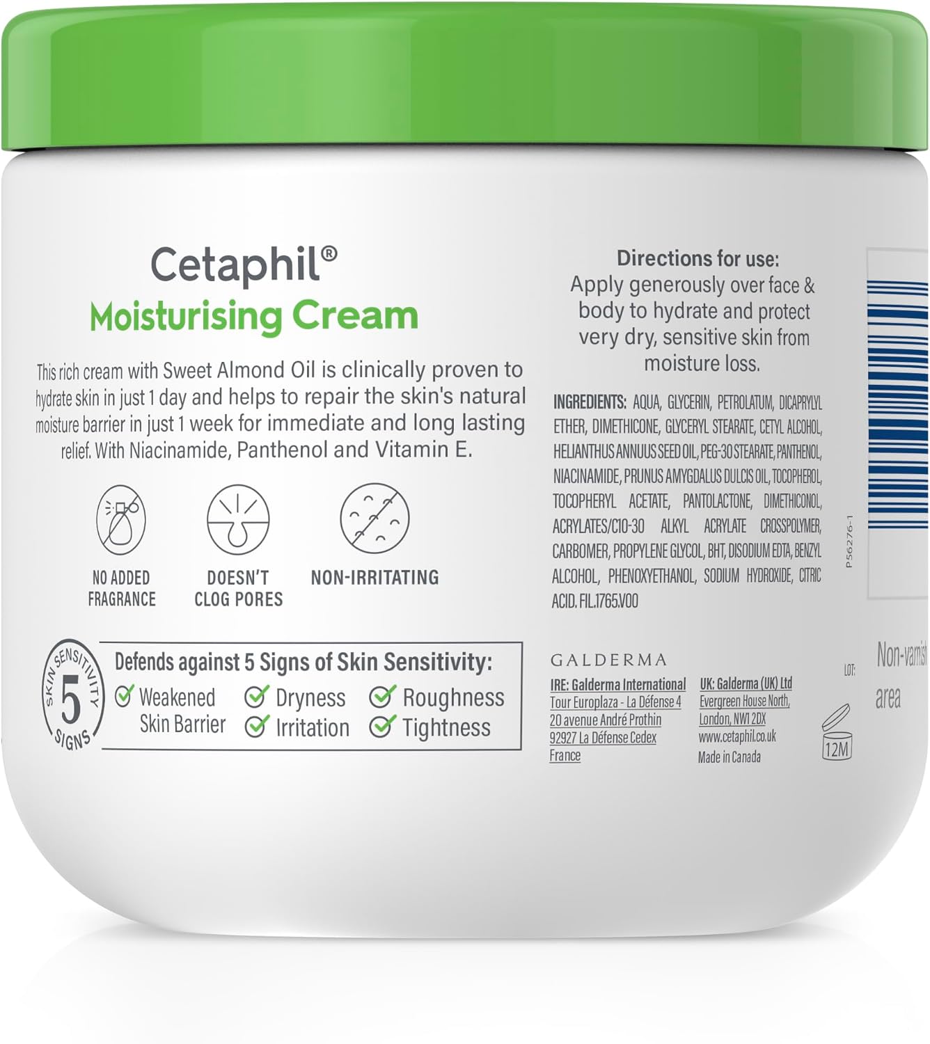 Cetaphil Body Moisturiser, 453g, Moisturising Cream For Dry to Very Dry, Sensitive Skin, With Niacinamide & Vitamin E