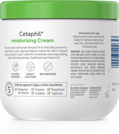 Cetaphil Body Moisturiser, 453g, Moisturising Cream For Dry to Very Dry, Sensitive Skin, With Niacinamide & Vitamin E