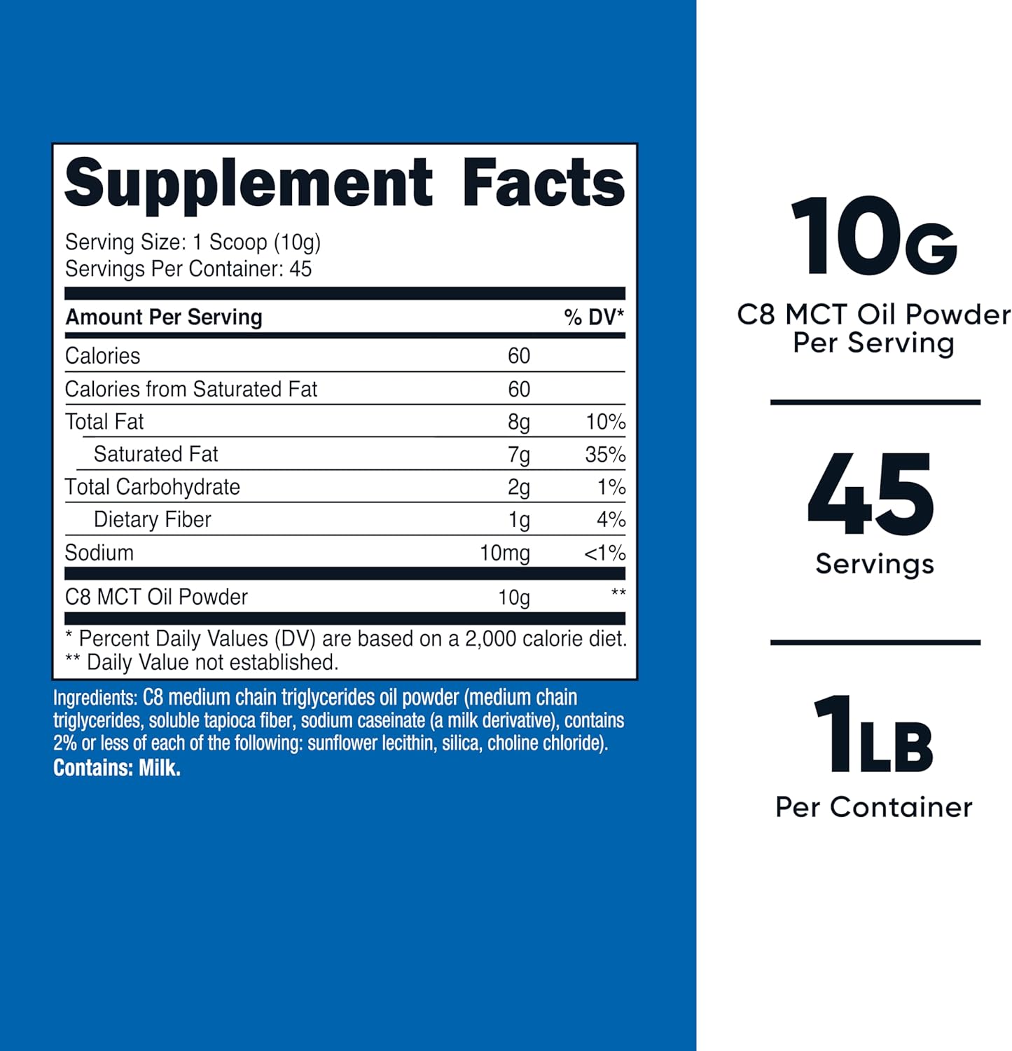 Nutricost C8 MCT Oil Powder 23 Servings (8oz) - 95% C8 MCT Oil Powder