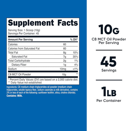 Nutricost C8 MCT Oil Powder 23 Servings (8oz) - 95% C8 MCT Oil Powder