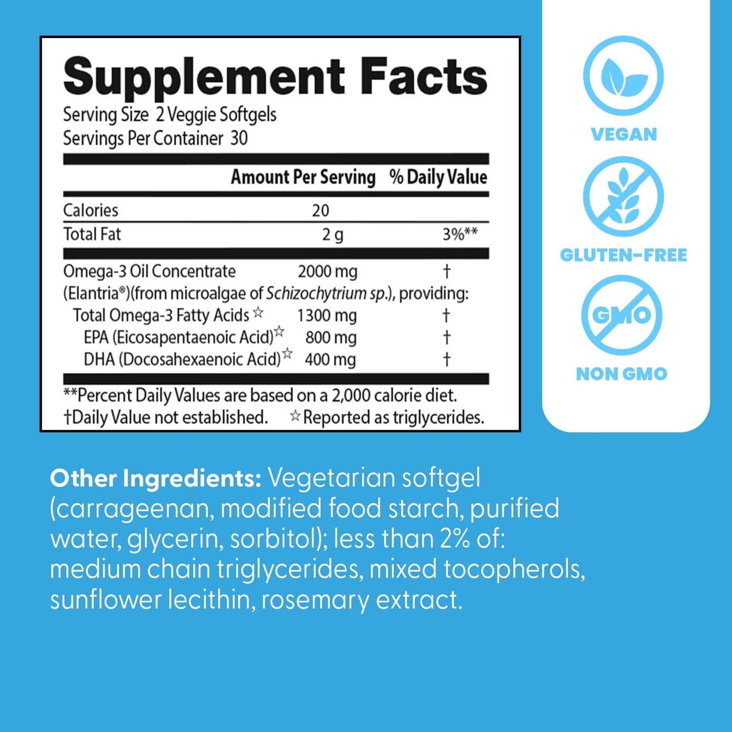 Doctor's Best Vegan Omega-3 EPA + DHA, Supports Eye, Brain, and Heart Health, Non-GMO, Gluten Free, Vegan, 60 Veggie Softgels