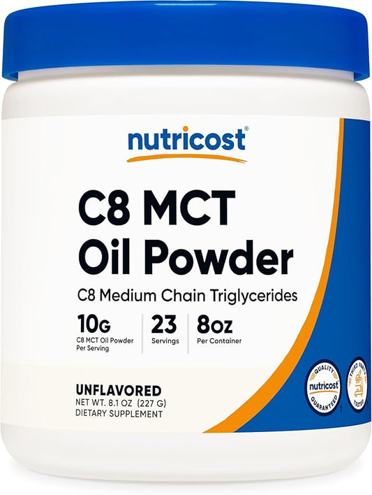 Nutricost C8 MCT Oil Powder 23 Servings (8oz) - 95% C8 MCT Oil Powder