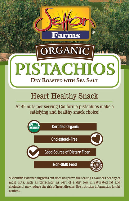 Setton Farms Premium Organic Pistachios, Dry Roasted With Sea Salt, 7 Oz Resealable Bag