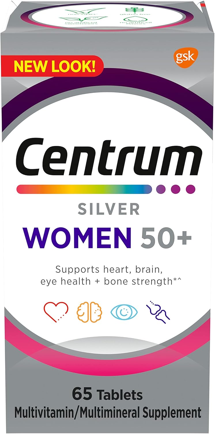 Centrum Silver Women's Multivitamin for Women 50 Plus, Multivitamin/Multimineral Supplement with Vitamin D3, B Vitamins, Non-GMO Ingredients, Supports Memory and Cognition in Older Adults - 100 Ct