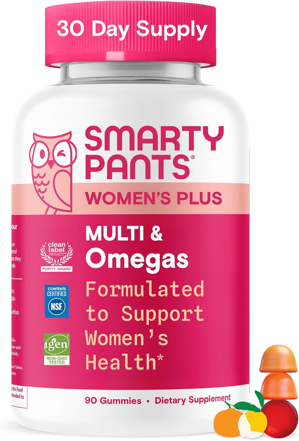 SmartyPants Women's Multivitamin Gummies: Omega 3 Fish Oil (EPA/DHA), Methylfolate, CoQ10, Vitamin D3, C, Vitamin B12, B6, A, K & Zinc, Inositol, Gluten Free, 180 Count (30 Day Supply)