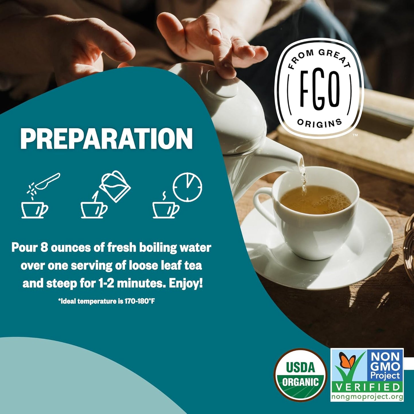 FGO Organic White Tea, Eco-Conscious Tea Bags, Packaging May Vary, 100 Count (Pack of 1)